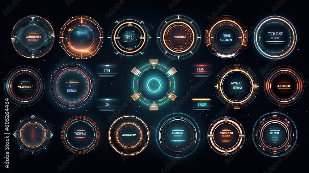 Set of Sci Fi Modern User Interface Elements.Hud,GUI for game ...