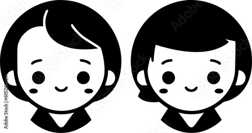 Children | Black and White Vector illustration