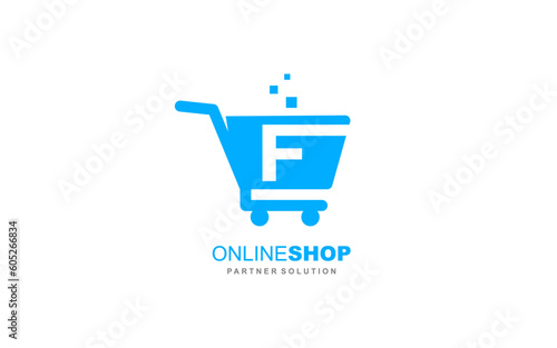 F Letter online shop logo template