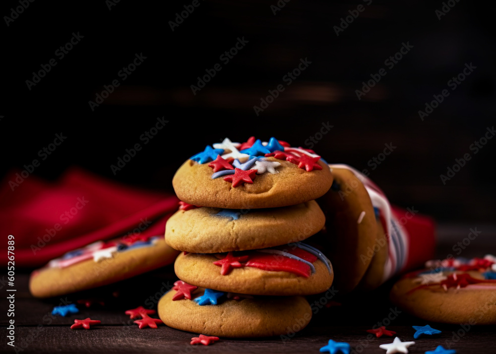 Cookies for 4th July celebration party. Independence day food. Generative Ai image Cookies for 4th July celebration party. Independence day food. Generative Ai image