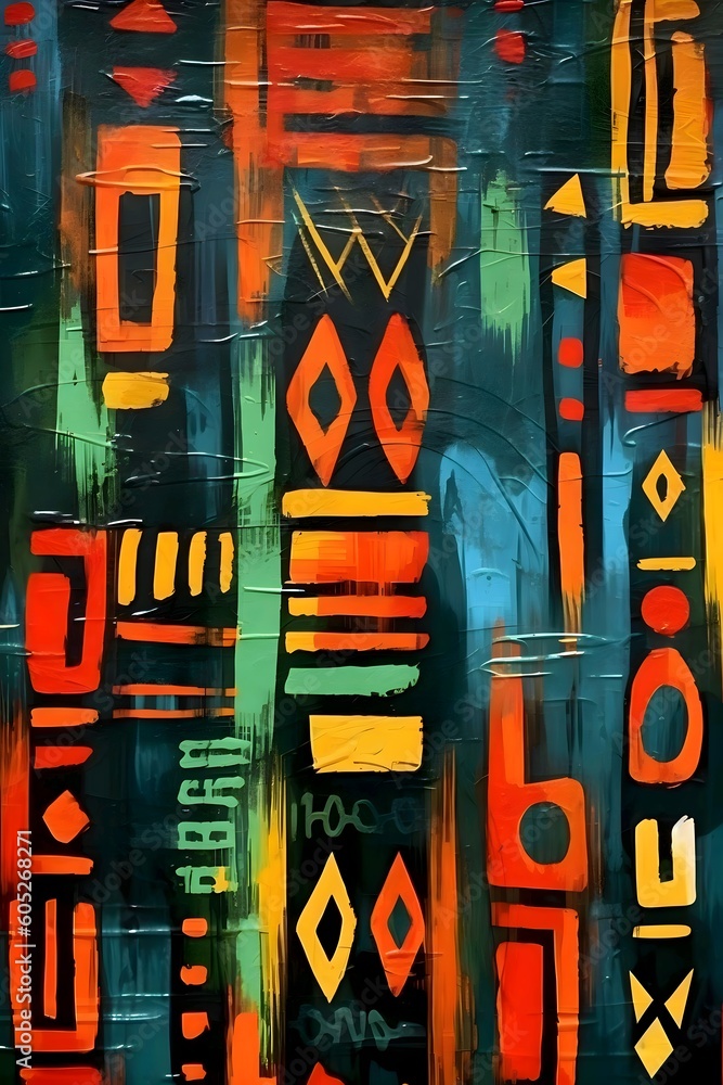 Abstract painting concept. Colorful African tile texture background ...