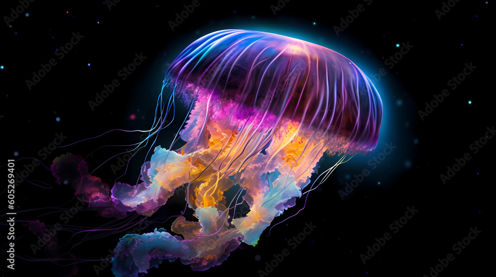 Naklejka premium Glowing Jellyfish Generative AI