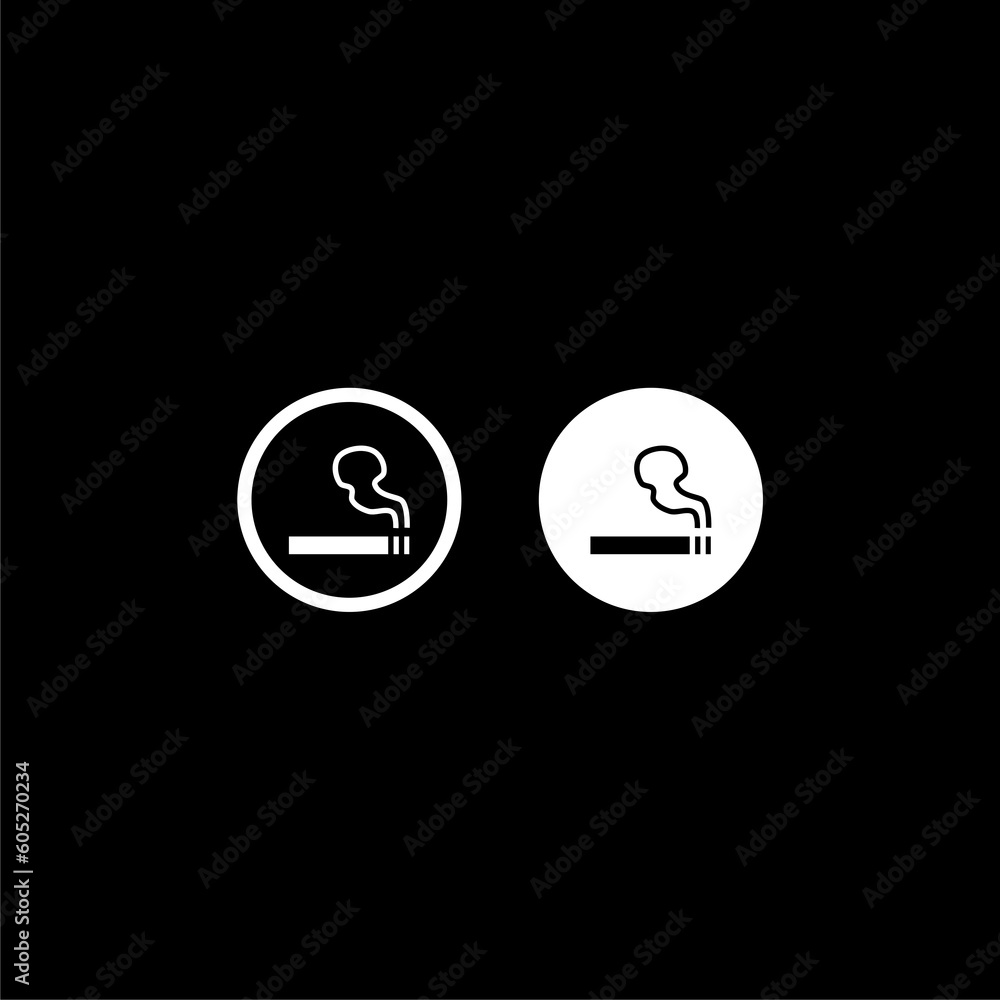 Smoke Area Silhouette Circle Icon isolated on black background Smoke Area Silhouette Circle Icon isolated on black background