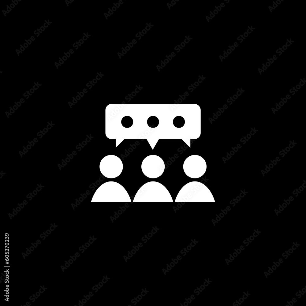 Talking, message and people discuss icon isolated on black background Talking, message and people discuss icon isolated on black background
