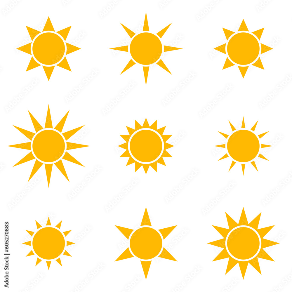 set of sun icons set of sun icons