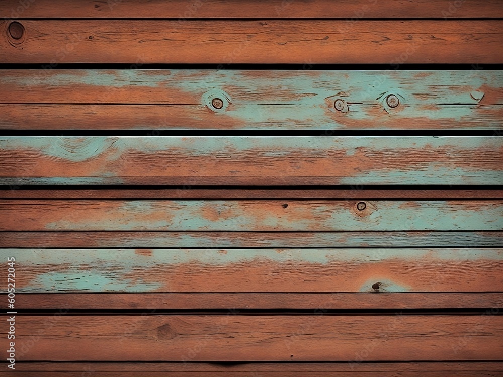 Fototapeta premium Old, grungy, colorful wood background, Ai Generative
