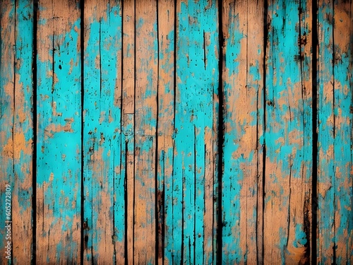 Old, grungy, colorful wood background, Ai Generative