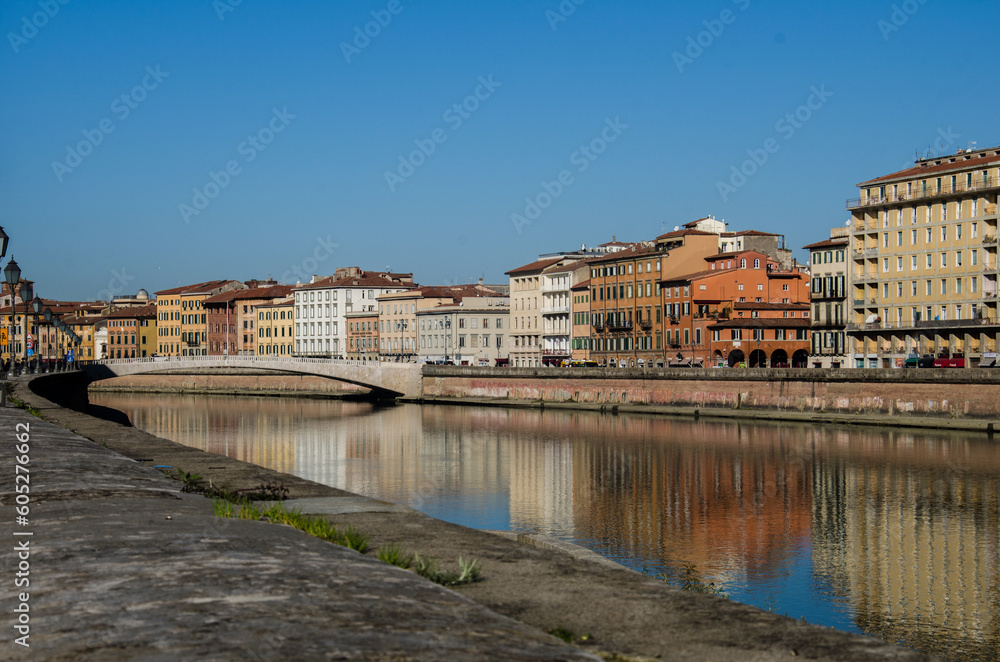Fototapeta premium Traditional colourful ancient Italian houses in Pisa, Italy
