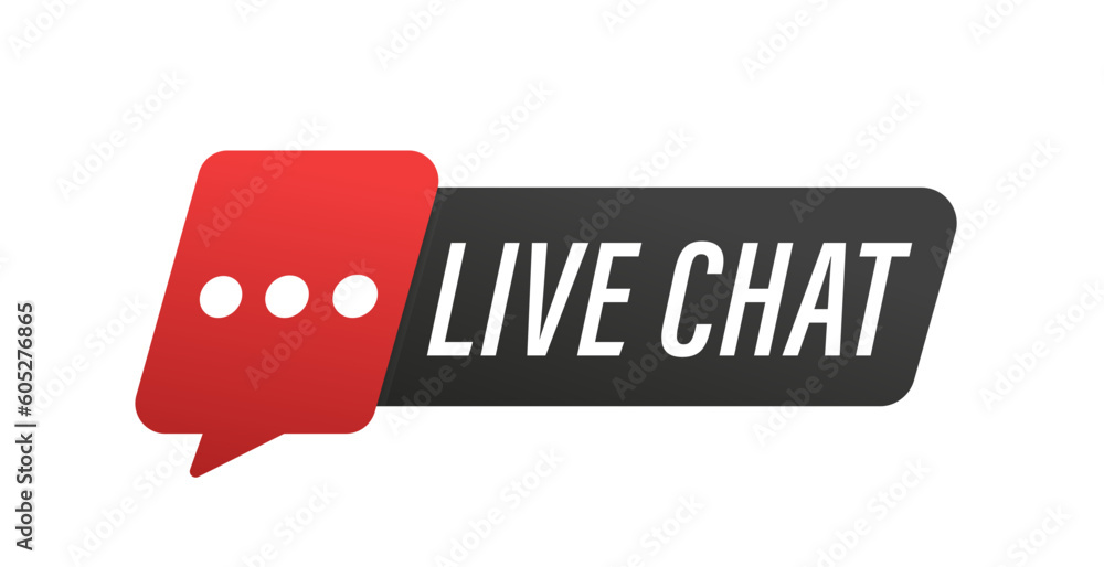 Obraz premium Live chat. Support service. Consultation, telemarketing, consultant, secretary Live Chat label. Customer support, online consultation, all day hotline. Live communication. Vector illustration