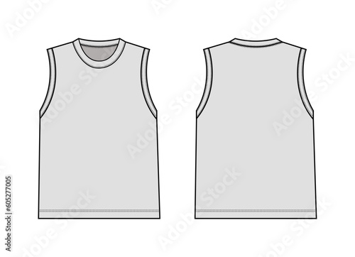 Sleeveless  T-shirt vector template illustration
