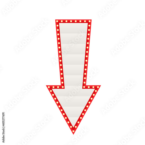 Retro 3d advertising with retro lightbox on background for banner design. Vector design banner. Vector stage. Retro lightbox arrow. Vector illustration