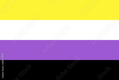 Non-Binary pride flag, LGBTQ symbol.	