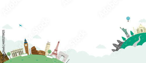 World trip ,world heritage vector banner illustration