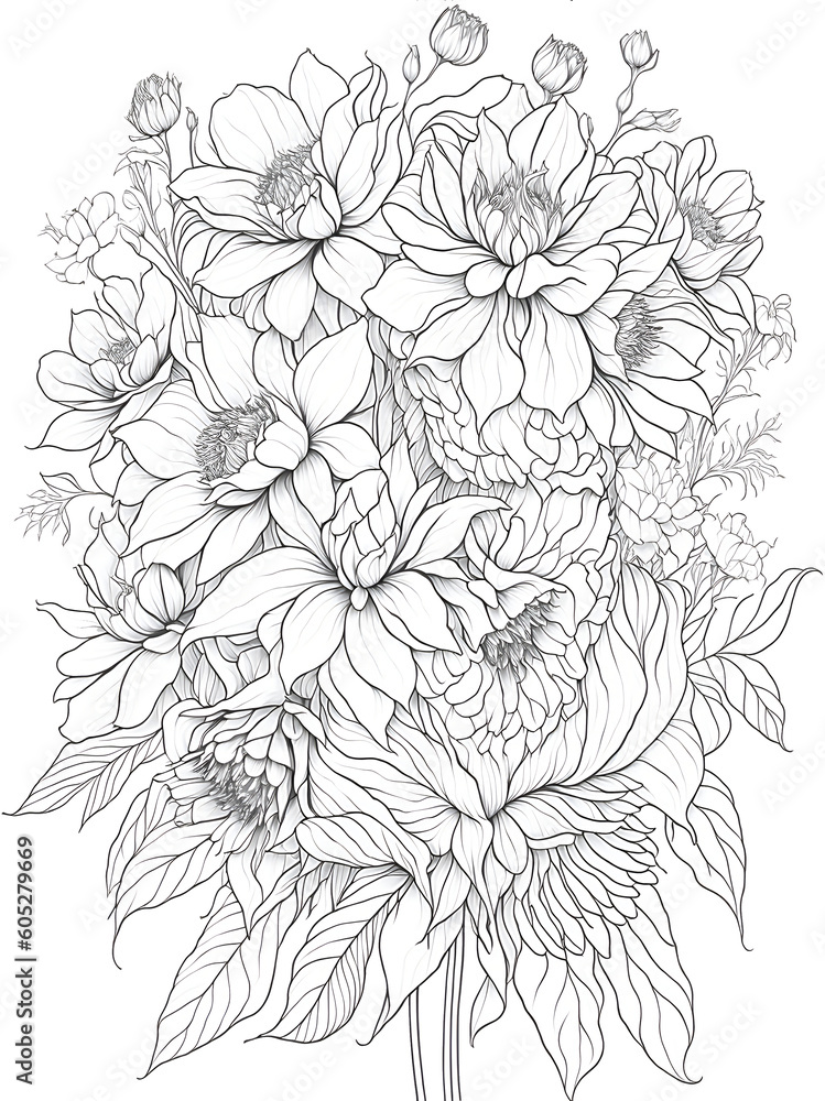 Fototapeta premium beautiful flowers for coloring