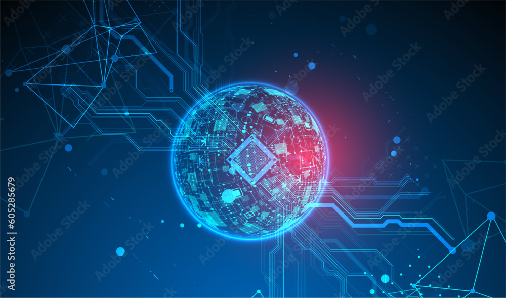 Obraz premium Sphere theme vector illustration. Digital technology background.