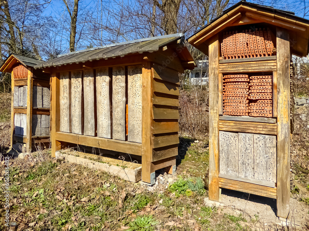 Beautiful Insect Hotel made of Red Bricks with Holes for Bees to Nest ...
