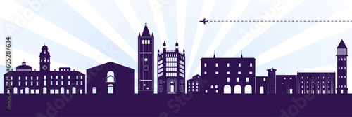 Italy, Parma skyline, city Parma, Parma cityscape with famous landmarks, city sights, landscape.
