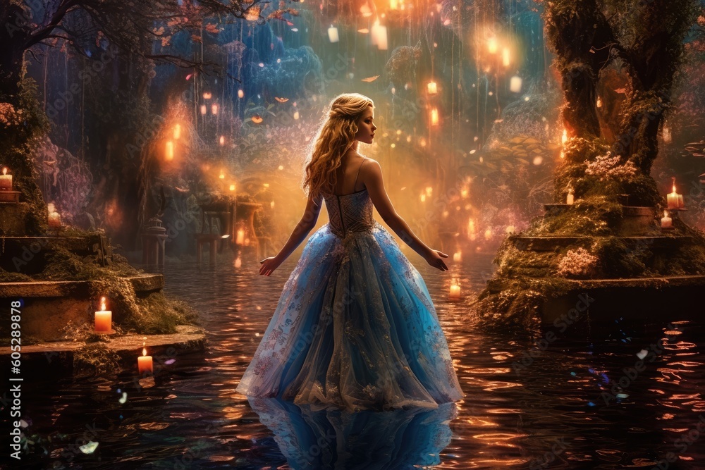 Celestial Princess: A Surreal Journey into Enchanted Realms. Generative AI