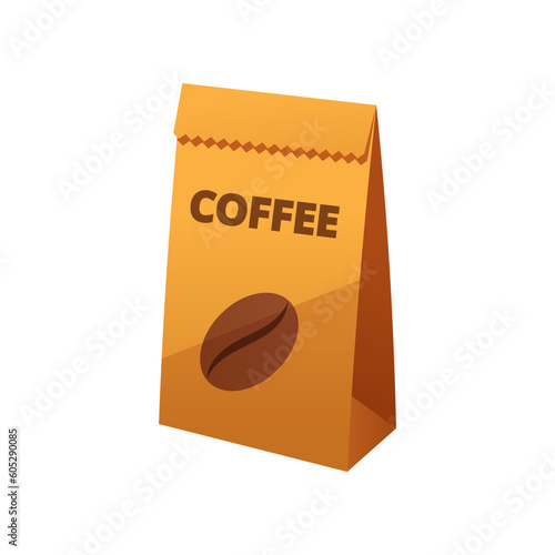 Coffee bean paper package vector isolated.