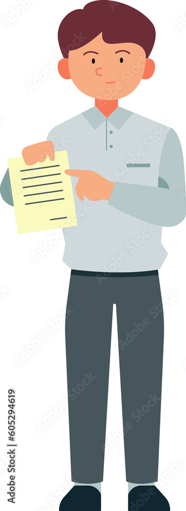 Naklejka premium Businessman character show note paper illustration