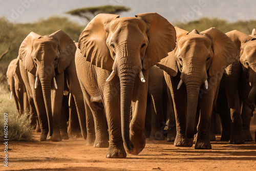 A herd of elephants walking together representing loyalty and community