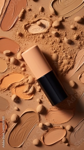 Make up powder. View of make up foundation products High resolution. generative ai