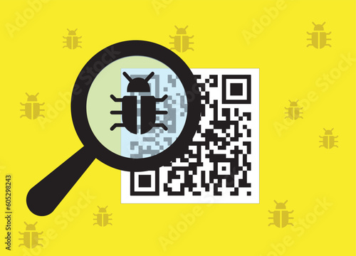 virus danger in qr code caution vector illustration, malware illustration