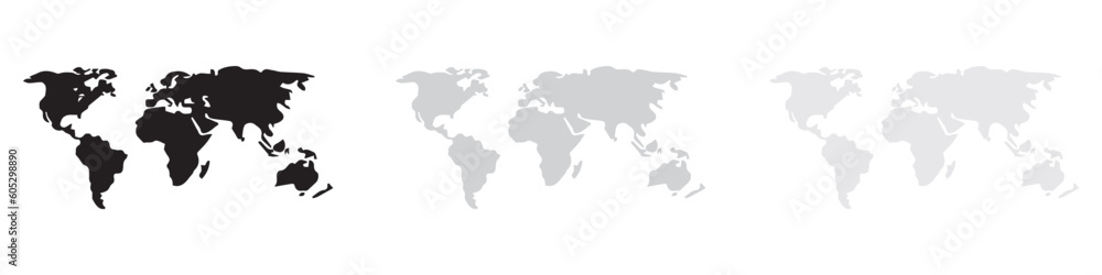 Simple world map in line style. Vector sign on white background. Vector Illustration. Vector Graphic. EPS 10