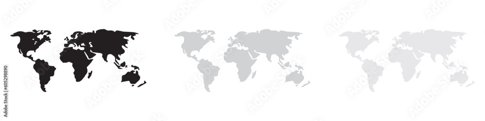 Simple world map in line style. Vector sign on white background. Vector ...