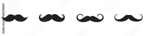 Moustache vector icon set. Whisker icons. Flat black moustache icon collection. Vector Illustration. Vector Graphic. EPS 10