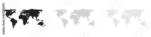 Simple world map in line style. Vector sign on white background. Vector Illustration. Vector Graphic. EPS 10