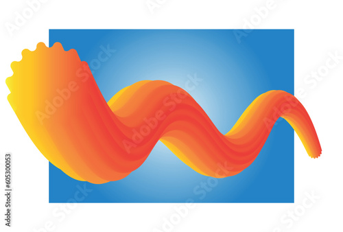 Vector of an orange fluid line in a blue square isolated on a white background