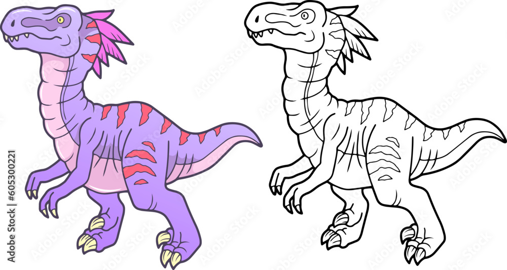 Obraz premium prehistoric dinosaur velociraptor, illustration design