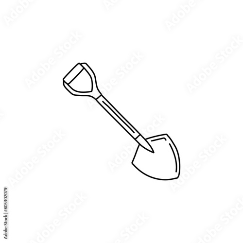 Shovel with a wooden handle. Bayonet shovel. Vector illustration.