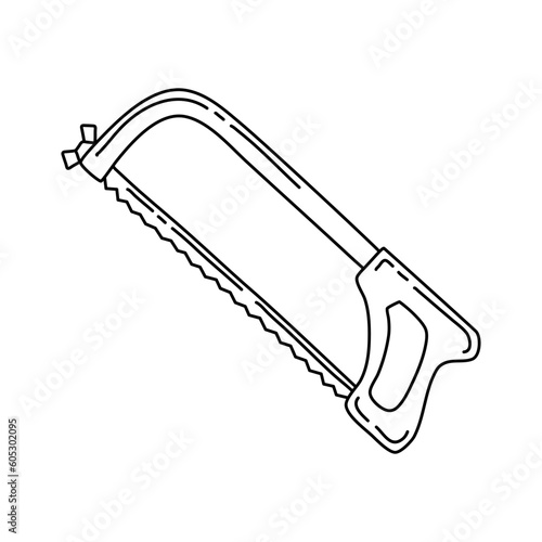 Doodle saw icon in vector. Hand drawn saw icon in vector