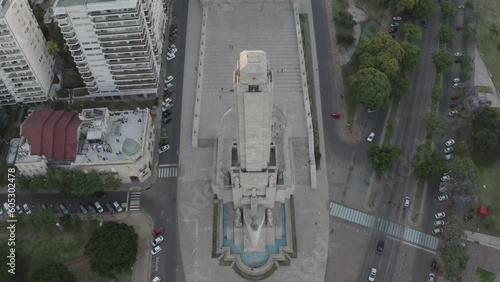 Aerial Shot over Memorial Flag in Rosario City in Santa Fe, Argentina photo