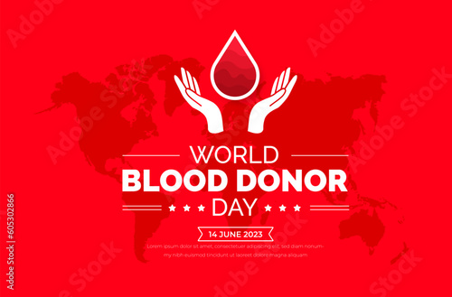 World Blood Donor Day background or banner design template. typography and unique shapes vector illustration. blood drop vector design.