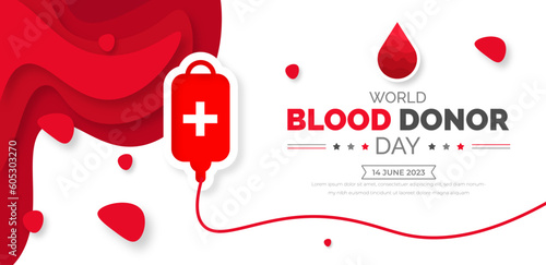 World Blood Donor Day background or banner design template. typography and unique shapes vector illustration. blood drop vector design.
