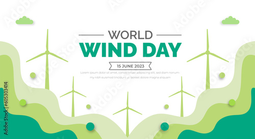 World Wind Day background or banner design template celebrated in June. wind typography and vector illustration.