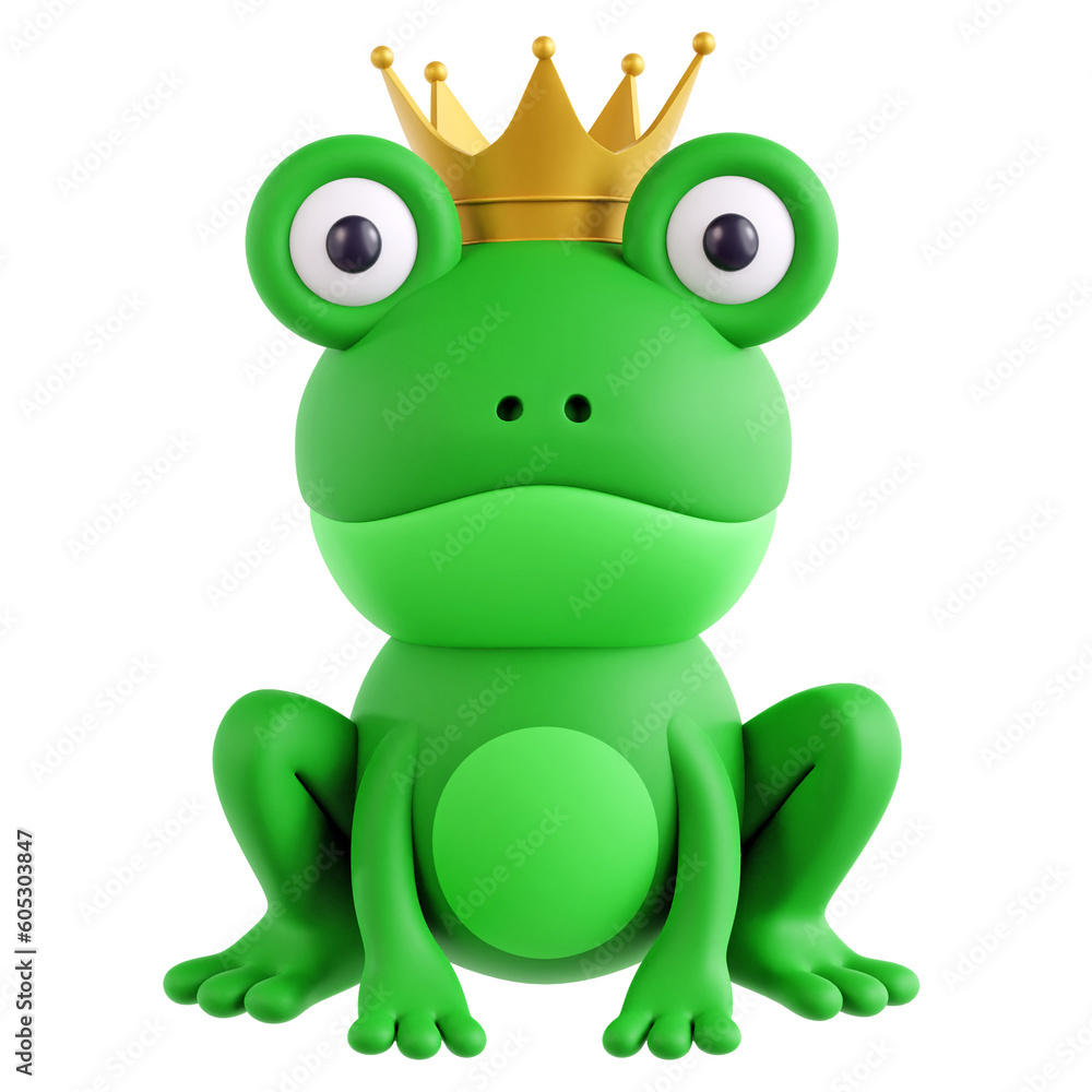 A charming 3D illustration of a frog prince A charming 3D illustration of a frog prince