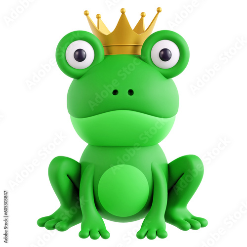 A charming 3D illustration of a frog prince