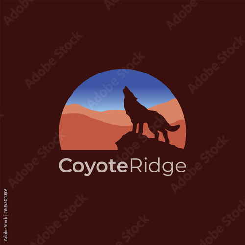 Coyote ridge logo, featuring coyote and high hill plains, simple and modern, suitable for any business.