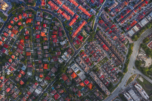 Fotografija Aerial top view of building roofs of Petaling Jaya City