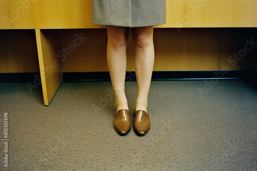 Legs of a woman on a carpet
