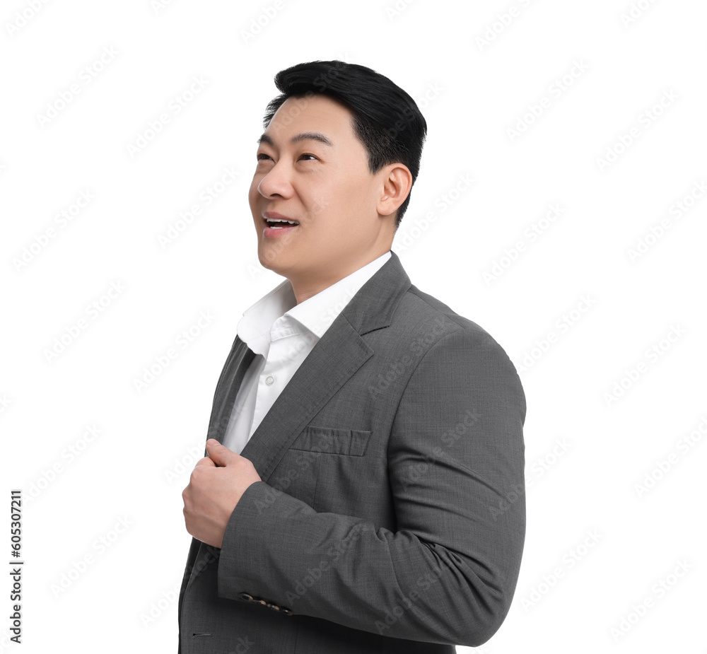 Businessman in suit posing on white background Businessman in suit posing on white background