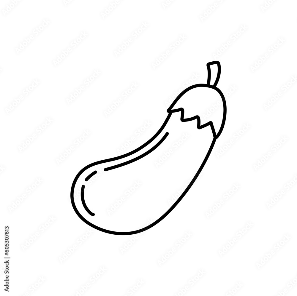 Hand drawn eggplant icon. Vector badge vegetable Hand drawn eggplant icon. Vector badge vegetable
