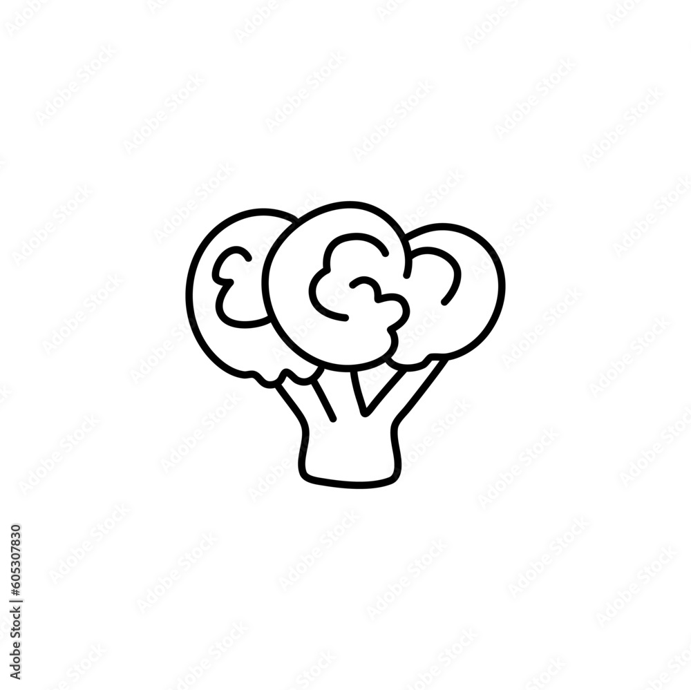 Hand drawn broccoli icon. Vector badge vegetable in the old ink style for brochures, banner, restaurant menu and market Hand drawn broccoli icon. Vector badge vegetable in the old ink style for brochures, banner, restaurant menu and market