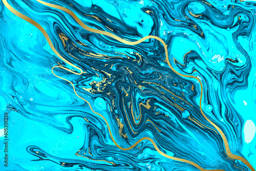 Light Blue and Gold Marble Abstract Vector Background