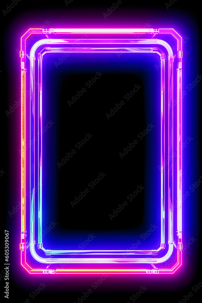 Crystal Clear Cyber Frame: Neon-Colored Social Media Mockup with Copy Space Crystal Clear Cyber Frame: Neon-Colored Social Media Mockup with Copy Space