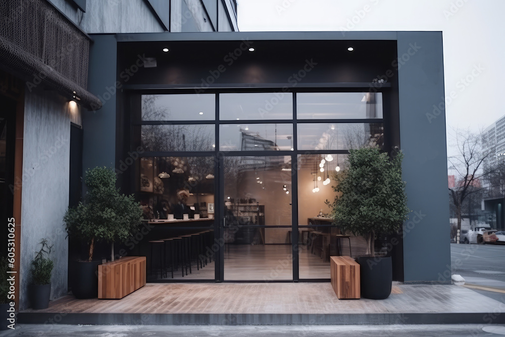 Front of coffee shop , coffee house, AI Generated Front of coffee shop , coffee house, AI Generated